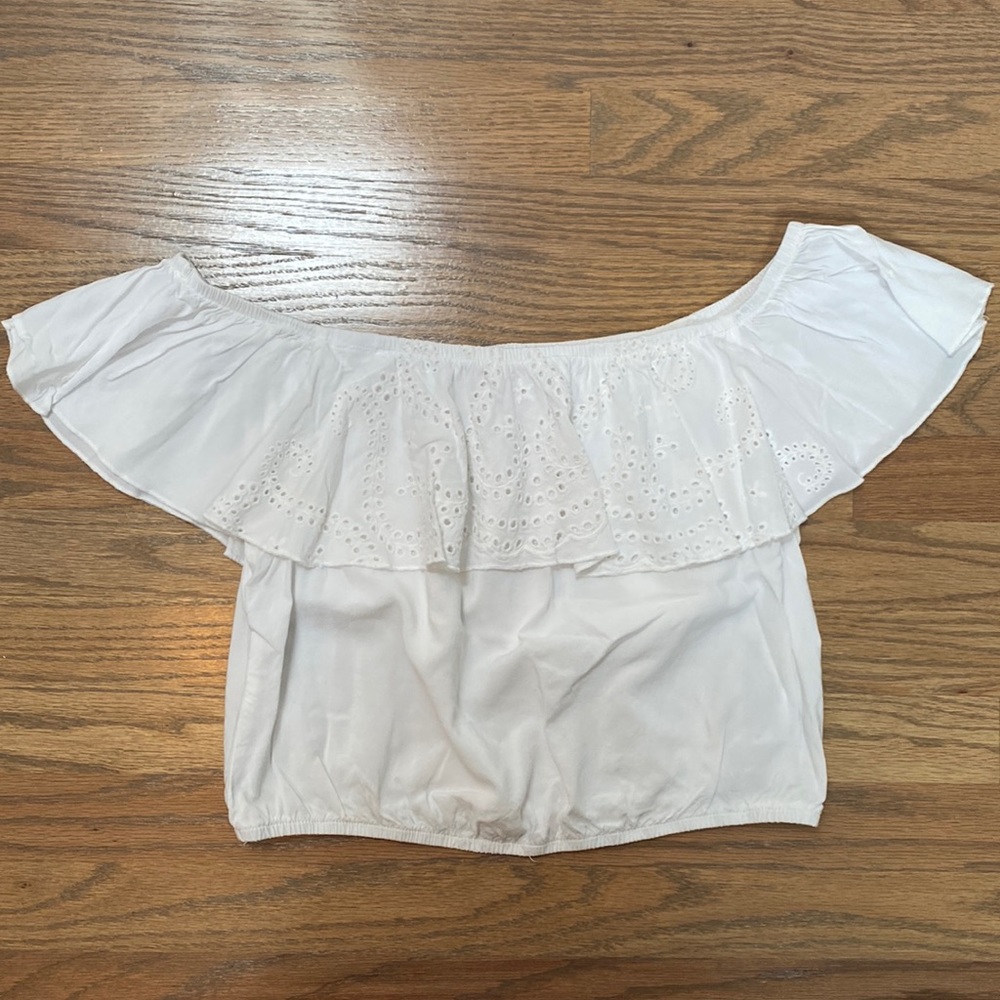 White Off The Shoulder Crop Top